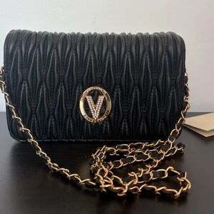 Valentino Orlandi Black Crossbody Bag with Gold Chain